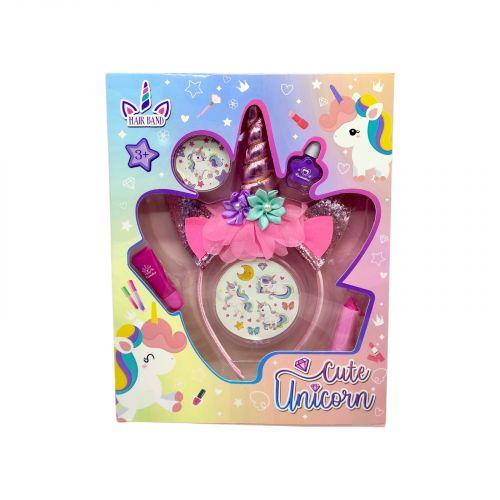 Косметика з прикрасами 2 види, обруч, лак для нігтів, блиск, помада, наліпки, в коробці (РОЖЕВИЙ) [tsi278722-T, фото 1