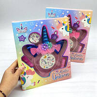 Косметика з прикрасами 2 види, обруч, лак для нігтів, блиск, помада, наліпки, в коробці (РОЖЕВИЙ) [tsi278722-T, фото 2