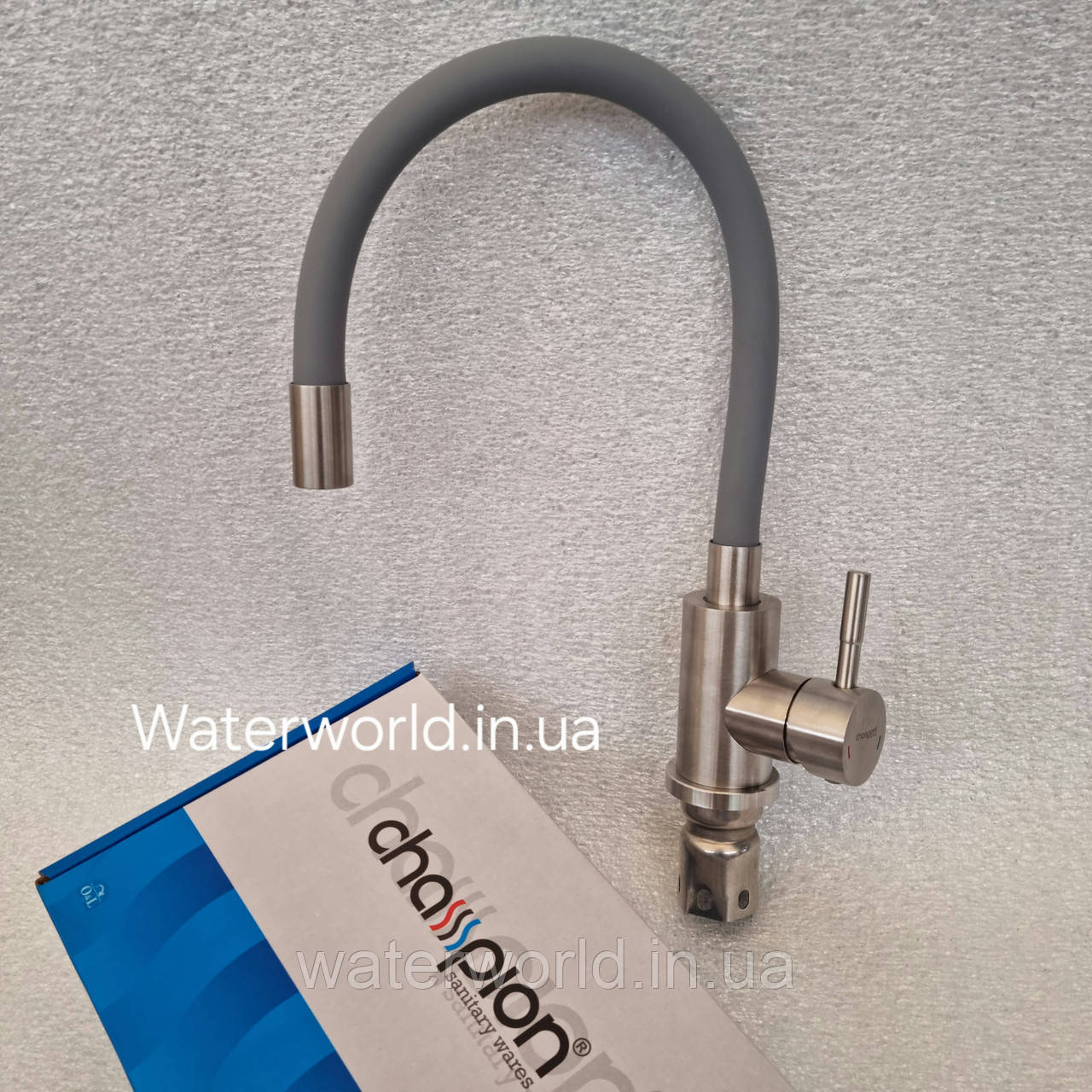 Змішувач для кухні Champion sus-011 Reflector Gray з гнучким гусаком сірого кольору з неіржавкої сталі SUS304