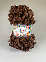 Пряжа Alize Puffy Fine 493 шоколадний (менші петлі)