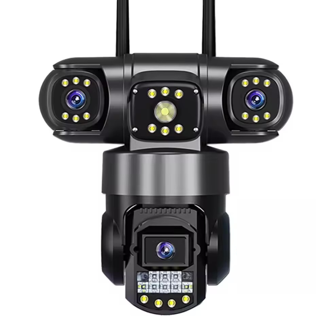 Ip WiFi камера вулична поворотна 6Mp UltraHD C28 V380 3 незалежні обʼєктиви датчик руху нічне бачення, фото 1