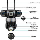 Ip WiFi камера вулична поворотна 6Mp UltraHD C28 V380 3 незалежні обʼєктиви датчик руху нічне бачення, фото 4