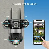 Ip WiFi камера вулична поворотна 6Mp UltraHD C28 V380 3 незалежні обʼєктиви датчик руху нічне бачення, фото 5