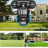 Ip WiFi камера вулична поворотна 6Mp UltraHD C28 V380 3 незалежні обʼєктиви датчик руху нічне бачення, фото 7