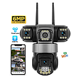 Ip WiFi камера вулична поворотна 6Mp UltraHD C28 V380 3 незалежні обʼєктиви датчик руху нічне бачення, фото 2