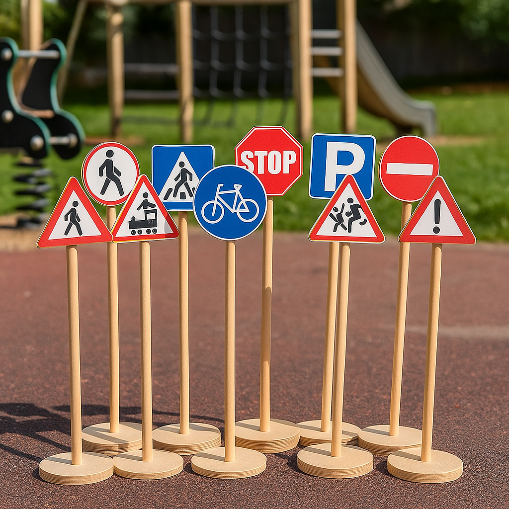Набір для дітей "Знаки дорожнього руху" 10 шт. / Комплект ігрових дорожніх знаків для садка та школи, фото 1
