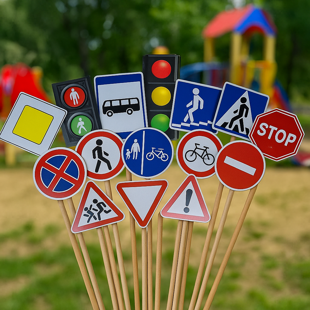 Набір для дітей "Знаки дорожнього руху Мега" 15 шт / Навчальний дитячий набір, фото 1