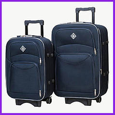 Набір валіз Bonro Style - 2 шт (M+L) синій середня і велика дорожні тканинні на колесах з кодовим замком і висувною ручкою