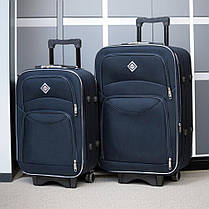 Набір валіз Bonro Style - 2 шт (M+L) синій середня і велика дорожні тканинні на колесах з кодовим замком і висувною ручкою, фото 2