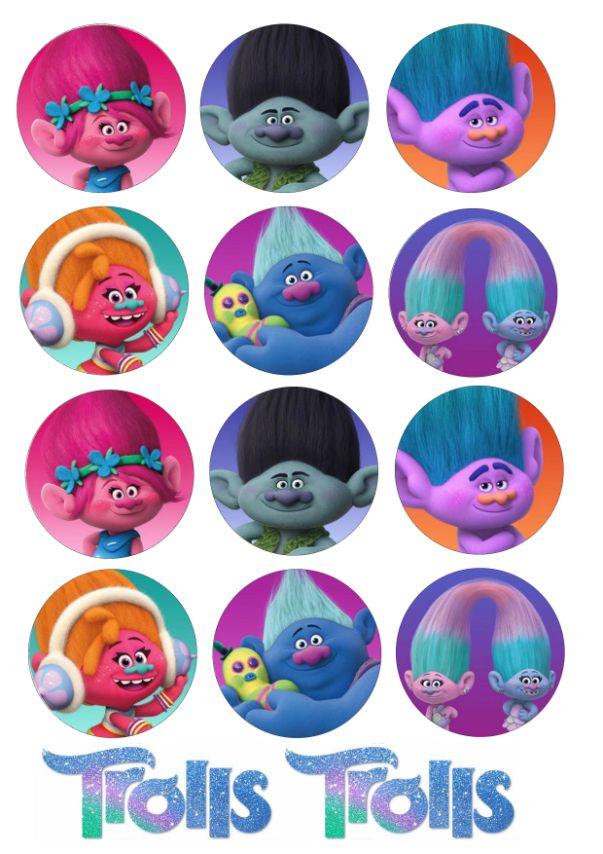 Вафельна картинка для капкейків "Trolls" /ВК-0030/  - А4, фото 1