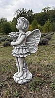 Садова фея, скульптура Феї з арт-бетону, фігура для саду дівчинка Фея з крилами, 49 см
