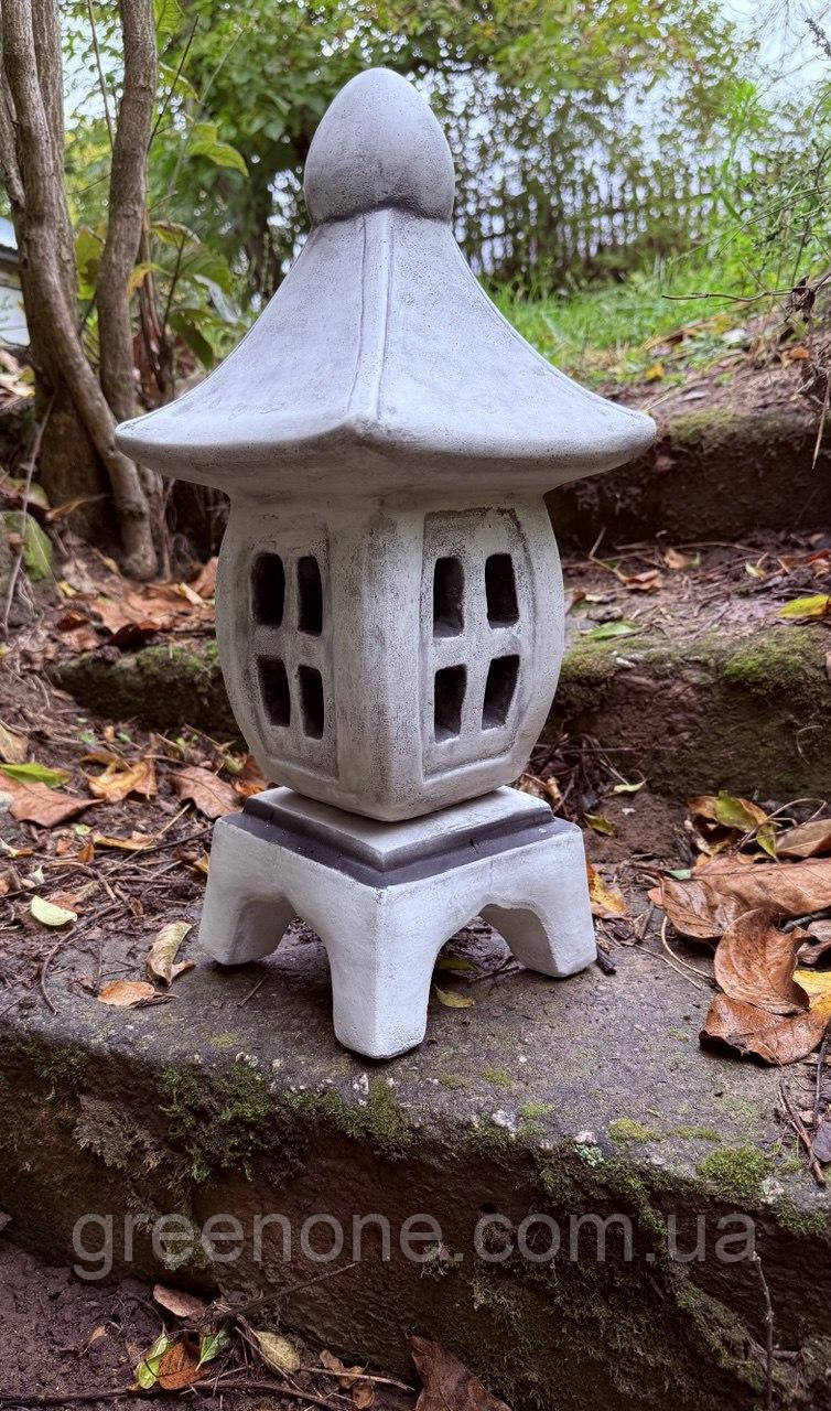 Садовий кам'яний ліхтарик, скульптура японський ліхтарик, ліхтар з бетону 45 см, фото 1
