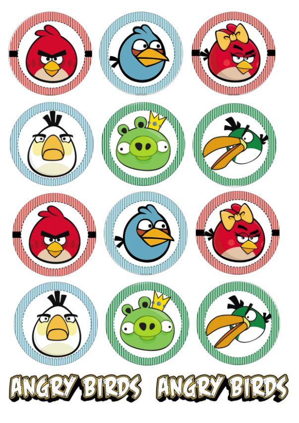 Вафельна картинка для капкейків "Angry Birds" /ВК-0035/  - А4, фото 1