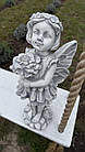 Садова Фея, фігура дівчинка з крилами для декору, Фея з арт-бетону сірого кольору, фото 7