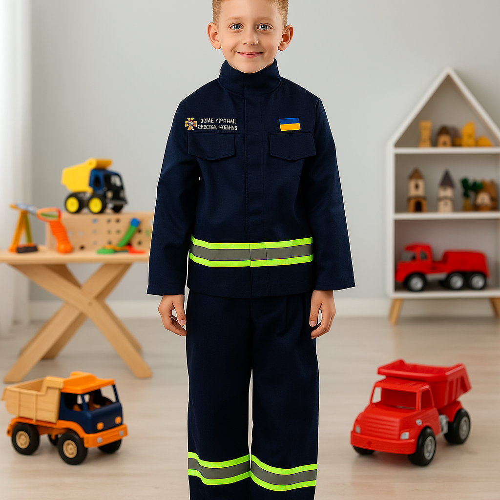 Костюм дитячий "Рятувальник МНС" кітель та штани на 5-7 років, зріст 122-128 см / Наряд для фотосесії та ігор, фото 1