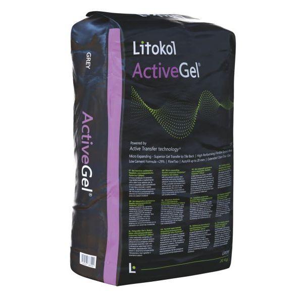 Адаптивний полімерний гелеподібний клей Litokol ACTIVE GEL сірий (K80) 20 кг для плитки, керамограніту, каменю, фото 1