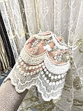 Тюль 360 х 270 см молочно-золотиста об'ємна вишивка, фото 5