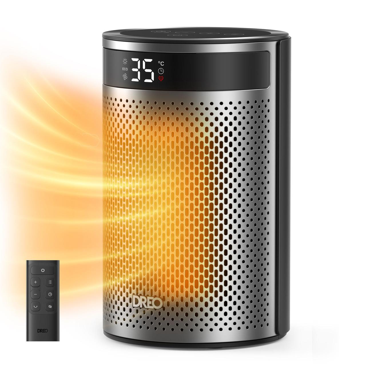 Тепловентилятор Dreo Atom 416, 1500 Вт, керамічний нагрівач, термостат, таймер 12 год, еко-режим, безшумний, пульт ДУ, фото 1
