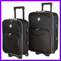 Набір валіз Bonro Style - 2 шт (M+L) чорний середня і велика дорожній тканинні на колесах з кодовим замком і висувною ручкою