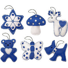 Набір для творчості з фетру "Ялинкові іграшки", 6х7 см, 6 шт, блакитний