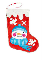 Набір для творчості з фетру "Новорічний чобіток Сніговик", 25х35 см