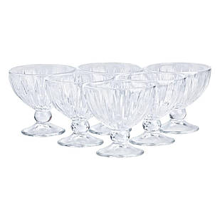 Креманка на ніжці скляна прозора 250 (мл) набір креманок 6 штук для салатів, десертів, желе HP520