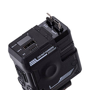 Автомобільний зарядний пристрій MECHA з висувними кабелями та портами USB/Type-C Чорний HP-A1B