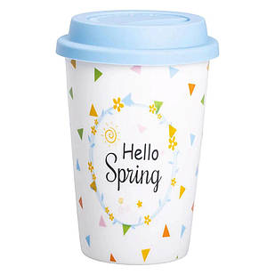 Порцелянаовий стакан із силіконовою кришкою та отвором для трубочки 420 мл RX-N240546HS