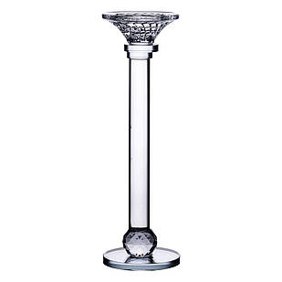 Підсвічник скляний на тонкій ніжці 9×29 см прозорий декоративний підсвічник на стіл HP-4-7S