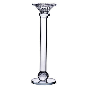 Підсвічник скляний на тонкій ніжці 9×34 см прозорий декоративний підсвічник на стіл HP-4-8M