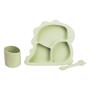 Дитячий набір силіконового посуду 3 предмети зелений HP34545G