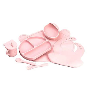 Дитячий набір силіконового посуду7 предметів Рожевий HP34546P