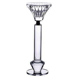 Підсвічник скляний на ніжці 6×19.5 см прозорий декоративний підсвічник на стіл HP-4-11M