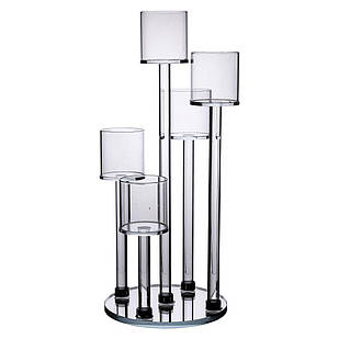 Підсвічник скляний на 5 свічок 16×38 см підсвічник декоративний прозорий на ніжці HP-4-14