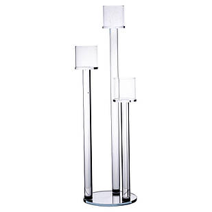 Підсвічник скляний на 3 свічки 16×57 см підсвічник декоративний прозорий на ніжці HP-4-15