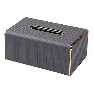 Серветниця з еко шкіри 21.5х13х9 см органайзер для кафе і ресторанів Сірий HP-3-203G