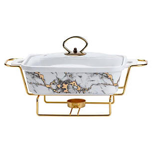 Марміт порцелянаовий 1 л зі скляною крішкою та підставкою з підігрівом HP1031