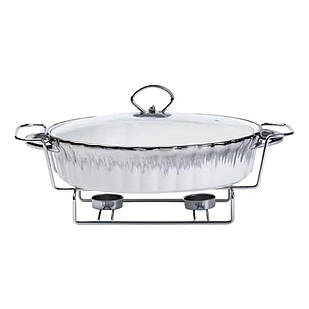 Марміт овальний порцелянаовий 1,5 літра на металевій підставці з підігрівом HP1023