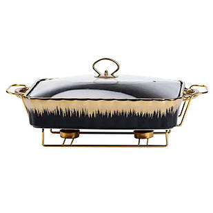 Марміт порцелянаовий прямокутний на 2 літри 40*23*11 см чорний HP1048