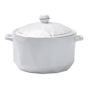 Супниця порцелянова з кришкою і ручками 2,2 л Біла HP1051