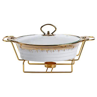 Мармітниця порцелянова 1 літр кругла, підставка з підігрівом HP1025