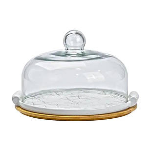 Тортівниця порцелянова зі скляною кришкою 29 см HP1204