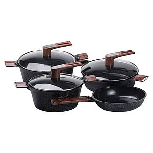 Набір для приготування з антипригарним покриттям 4 предмети, чорний HP33531B