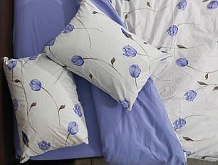 Євро максі набір двоколірної постільної білизни з принтом квітів 200*220 комбінований із Бязі Gold, Черешенька, фото 2