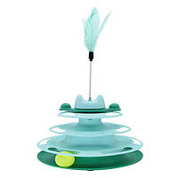 Іграшка трек для котика, кошеня з кульками і трекбол пером. Колір: зелений YA-47