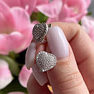 Сережки з розсипом цирконію у формі сердечка "Патриція" - 925 проби, фото 2