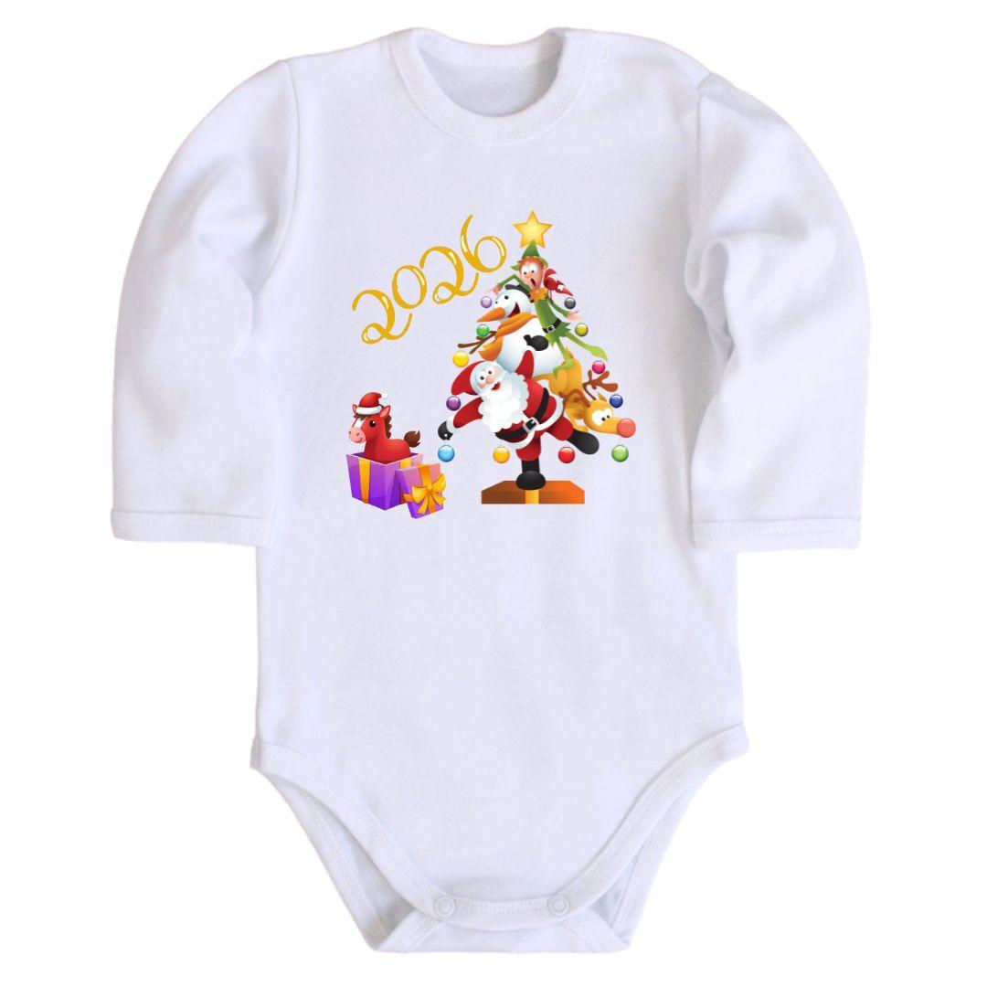 Дитяче боді з новорічним принтом 2026, фото 1