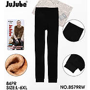 Лосини жіночі безшовні овеча вовна на хутрі Jujube, розмір L-6XL, чорні, B579R/W, фото 2