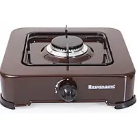 Газова плита Ravanson K-01BR Коричневий 1 конфорка 300x340x105 мм Настільна плита газова Одноконфорочна газова плита