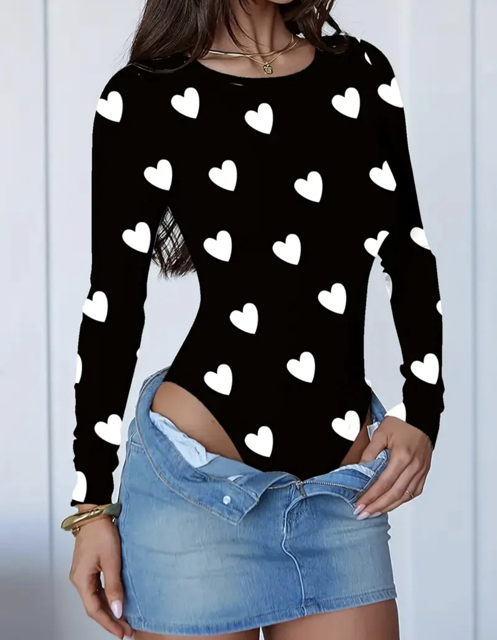 Стильне жіноче боді з сердечками, фото 1